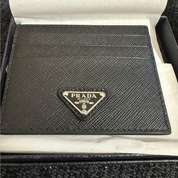 Prada Black Saffiano Leather Card Case Holder - Picture 1 of 7